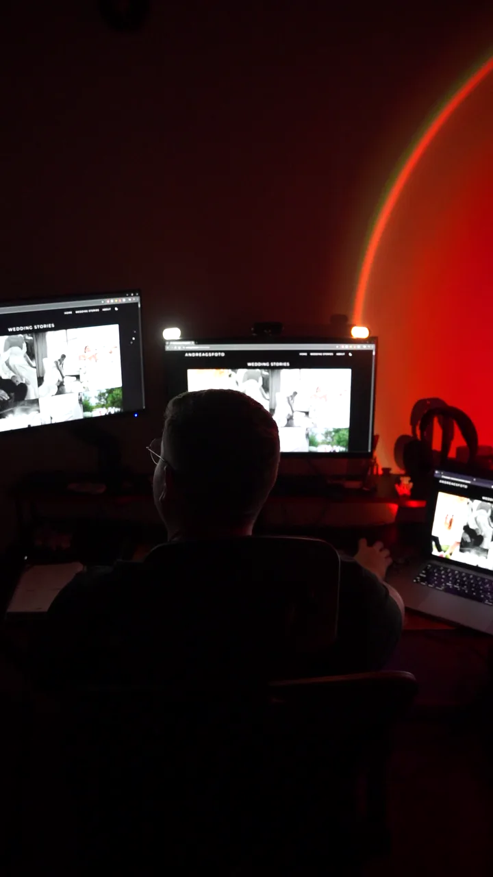 José at his screens, working on a site