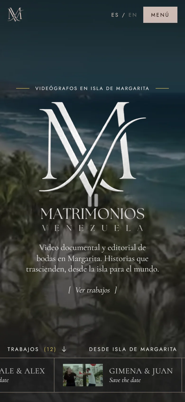 Matrimonios Venezuela on mobile — opening
